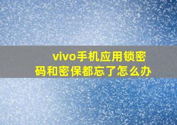 vivo手机应用锁密码和密保都忘了怎么办