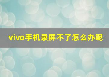 vivo手机录屏不了怎么办呢