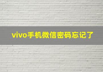 vivo手机微信密码忘记了