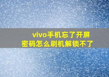 vivo手机忘了开屏密码怎么刷机解锁不了