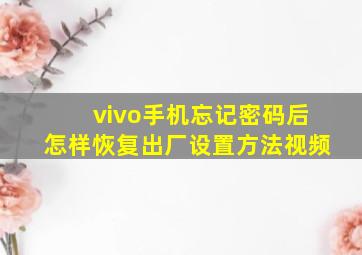 vivo手机忘记密码后怎样恢复出厂设置方法视频