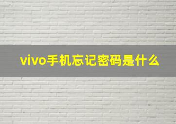 vivo手机忘记密码是什么