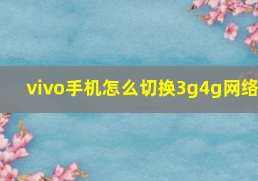 vivo手机怎么切换3g4g网络