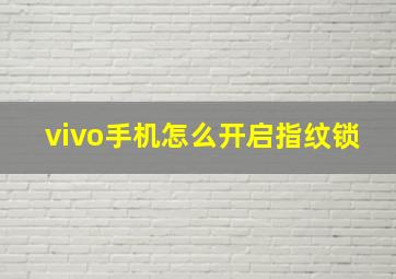 vivo手机怎么开启指纹锁