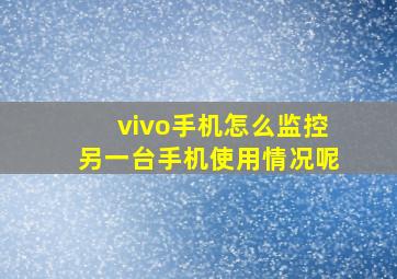 vivo手机怎么监控另一台手机使用情况呢