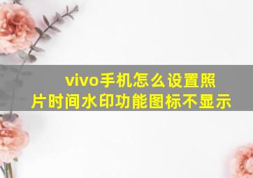 vivo手机怎么设置照片时间水印功能图标不显示