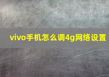 vivo手机怎么调4g网络设置