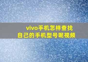 vivo手机怎样查找自己的手机型号呢视频