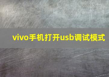 vivo手机打开usb调试模式