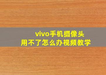 vivo手机摄像头用不了怎么办视频教学