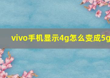 vivo手机显示4g怎么变成5g