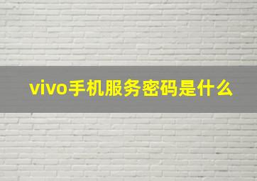 vivo手机服务密码是什么