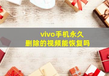 vivo手机永久删除的视频能恢复吗