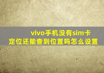 vivo手机没有sim卡定位还能查到位置吗怎么设置