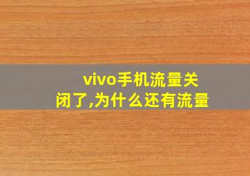 vivo手机流量关闭了,为什么还有流量