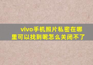 vivo手机照片私密在哪里可以找到呢怎么关闭不了