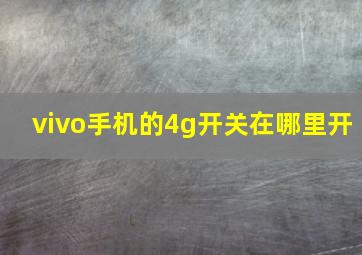 vivo手机的4g开关在哪里开