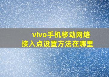 vivo手机移动网络接入点设置方法在哪里