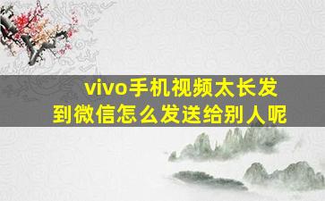 vivo手机视频太长发到微信怎么发送给别人呢