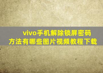 vivo手机解除锁屏密码方法有哪些图片视频教程下载