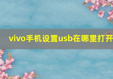 vivo手机设置usb在哪里打开