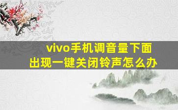 vivo手机调音量下面出现一键关闭铃声怎么办