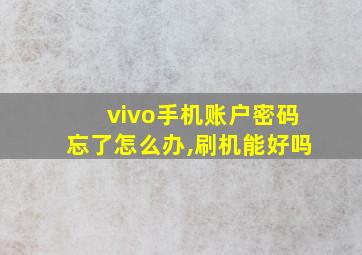 vivo手机账户密码忘了怎么办,刷机能好吗