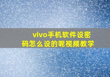 vivo手机软件设密码怎么设的呢视频教学