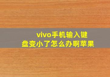 vivo手机输入键盘变小了怎么办啊苹果