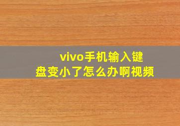 vivo手机输入键盘变小了怎么办啊视频