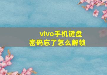 vivo手机键盘密码忘了怎么解锁