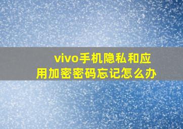 vivo手机隐私和应用加密密码忘记怎么办