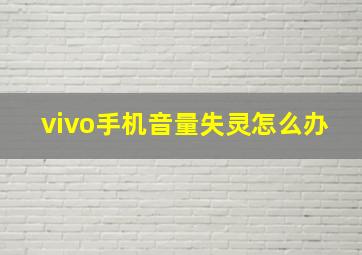 vivo手机音量失灵怎么办