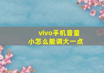 vivo手机音量小怎么能调大一点