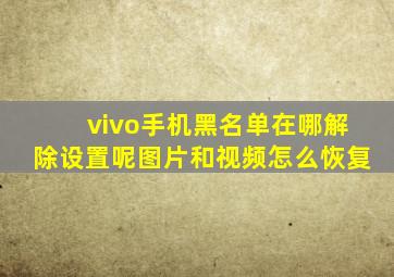 vivo手机黑名单在哪解除设置呢图片和视频怎么恢复