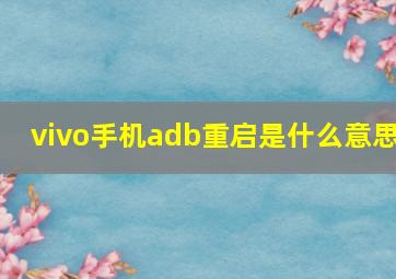 vivo手机adb重启是什么意思