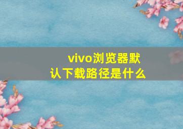 vivo浏览器默认下载路径是什么