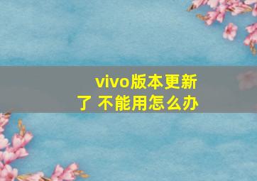 vivo版本更新了 不能用怎么办