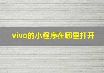 vivo的小程序在哪里打开