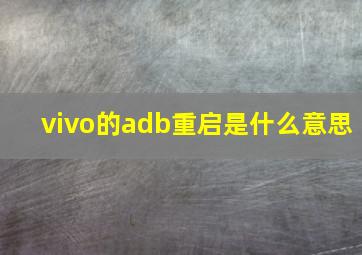 vivo的adb重启是什么意思