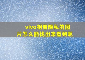 vivo相册隐私的图片怎么能找出来看到呢