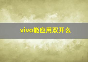 vivo能应用双开么