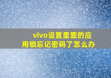 vivo设置里面的应用锁忘记密码了怎么办