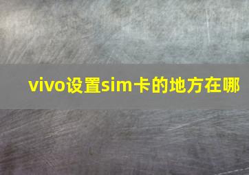 vivo设置sim卡的地方在哪