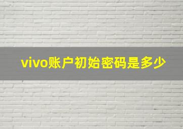 vivo账户初始密码是多少