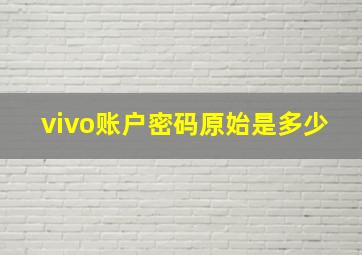 vivo账户密码原始是多少