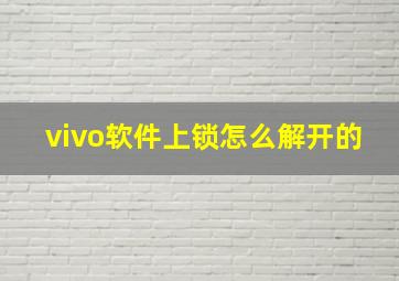 vivo软件上锁怎么解开的