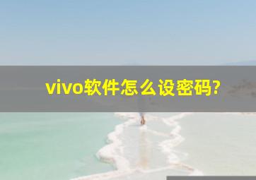 vivo软件怎么设密码?