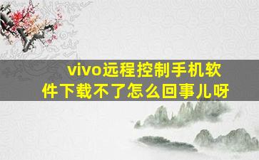 vivo远程控制手机软件下载不了怎么回事儿呀