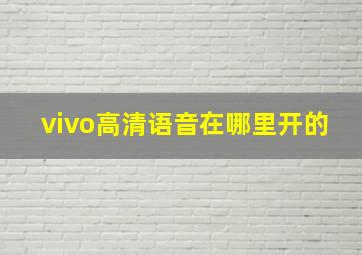 vivo高清语音在哪里开的